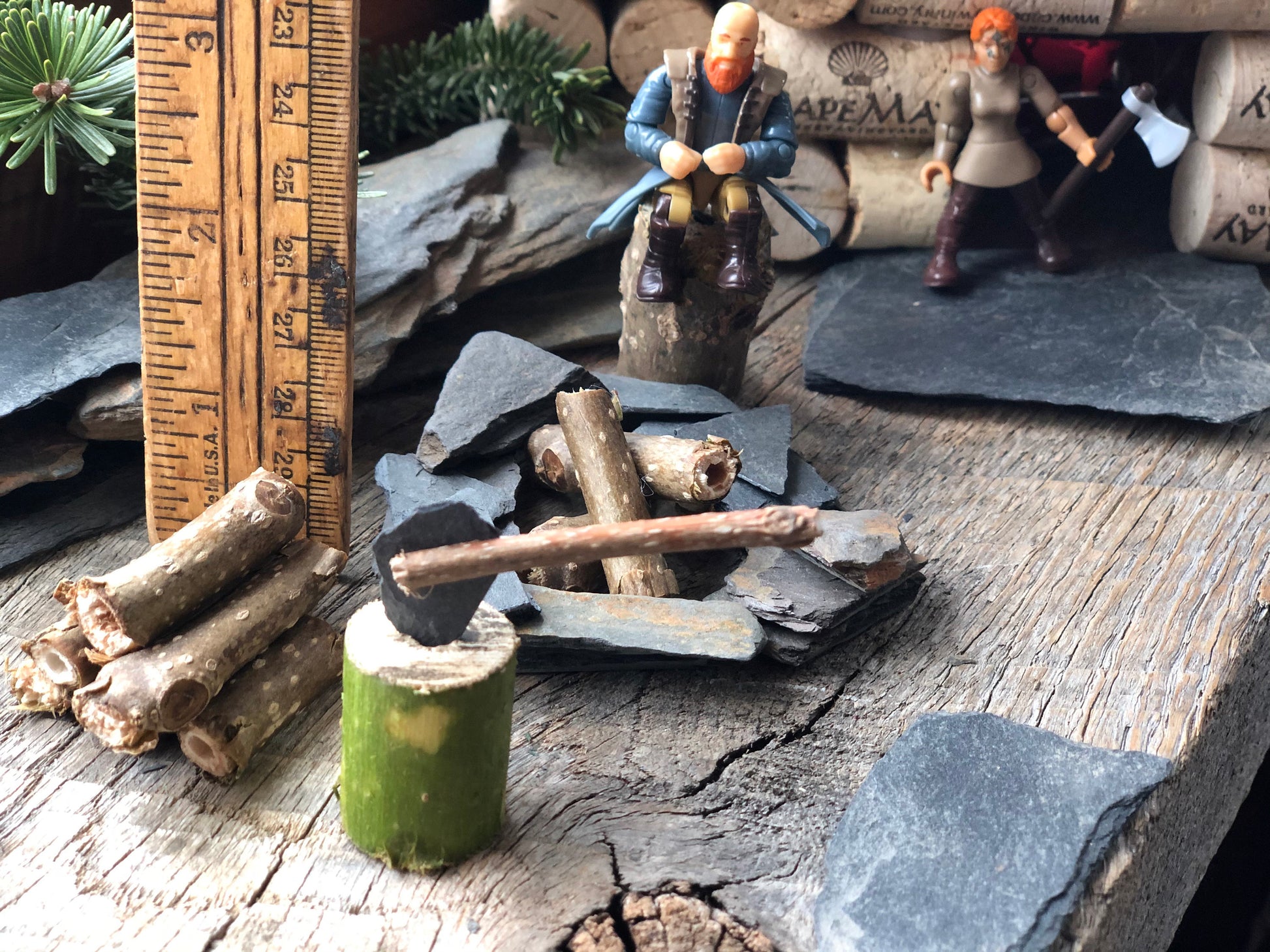 Fairy Garden NATURAL SLATE STONE miniature fire pit, walk way, walls. Kids projects.