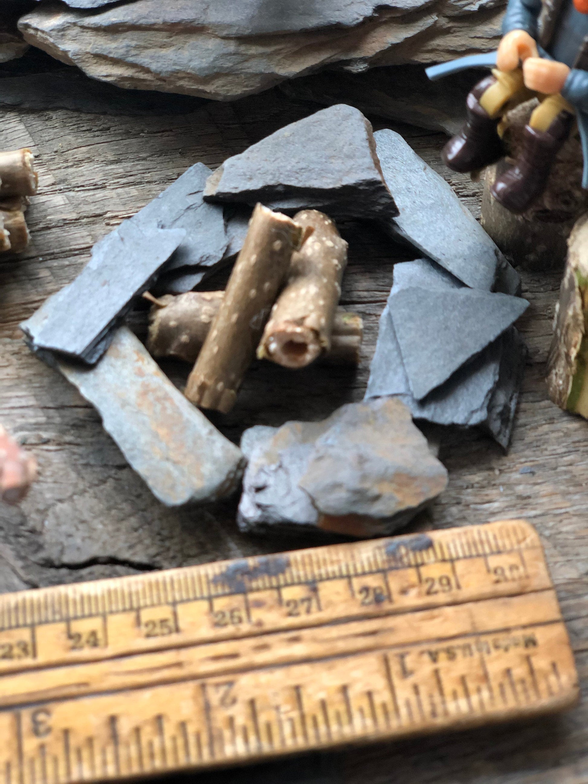 Fairy Garden NATURAL SLATE STONE miniature fire pit, walk way, walls. Kids projects.