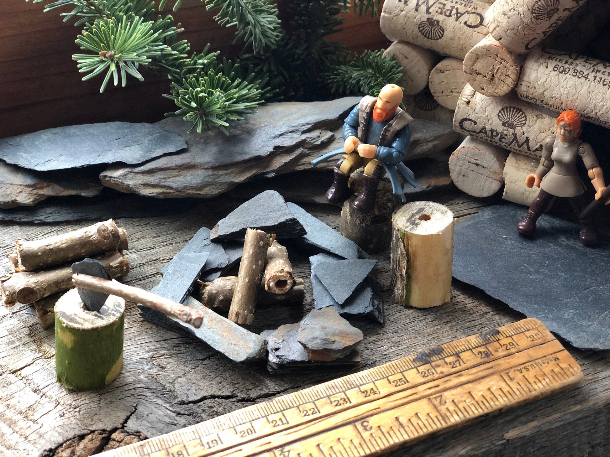 Fairy Garden NATURAL SLATE STONE miniature fire pit, walk way, walls. Kids projects.