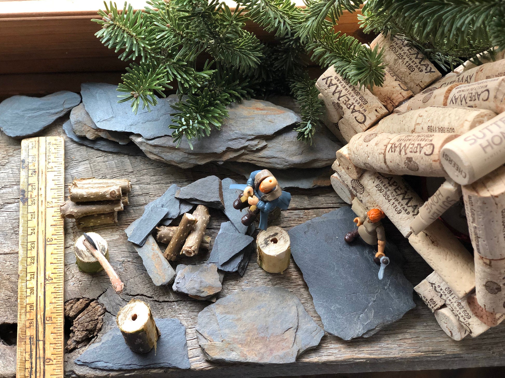 Fairy Garden NATURAL SLATE STONE miniature fire pit, walk way, walls. Kids projects.