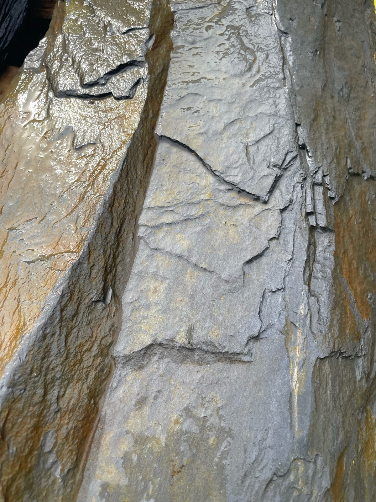 Close-up of natural split slate texture on a large slab