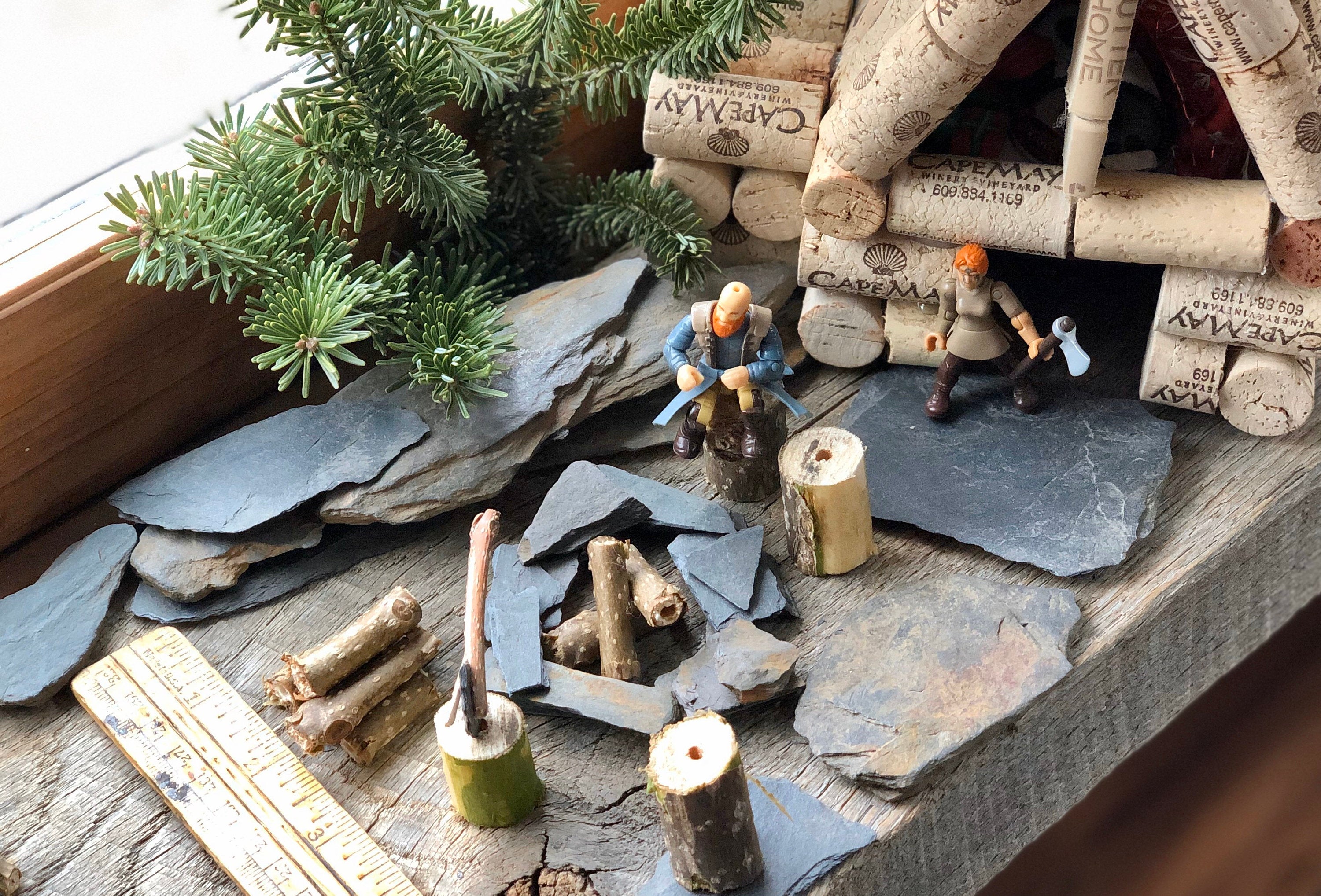 Fairy Garden NATURAL SLATE STONE miniature fire pit, walk way, walls. Kids projects.