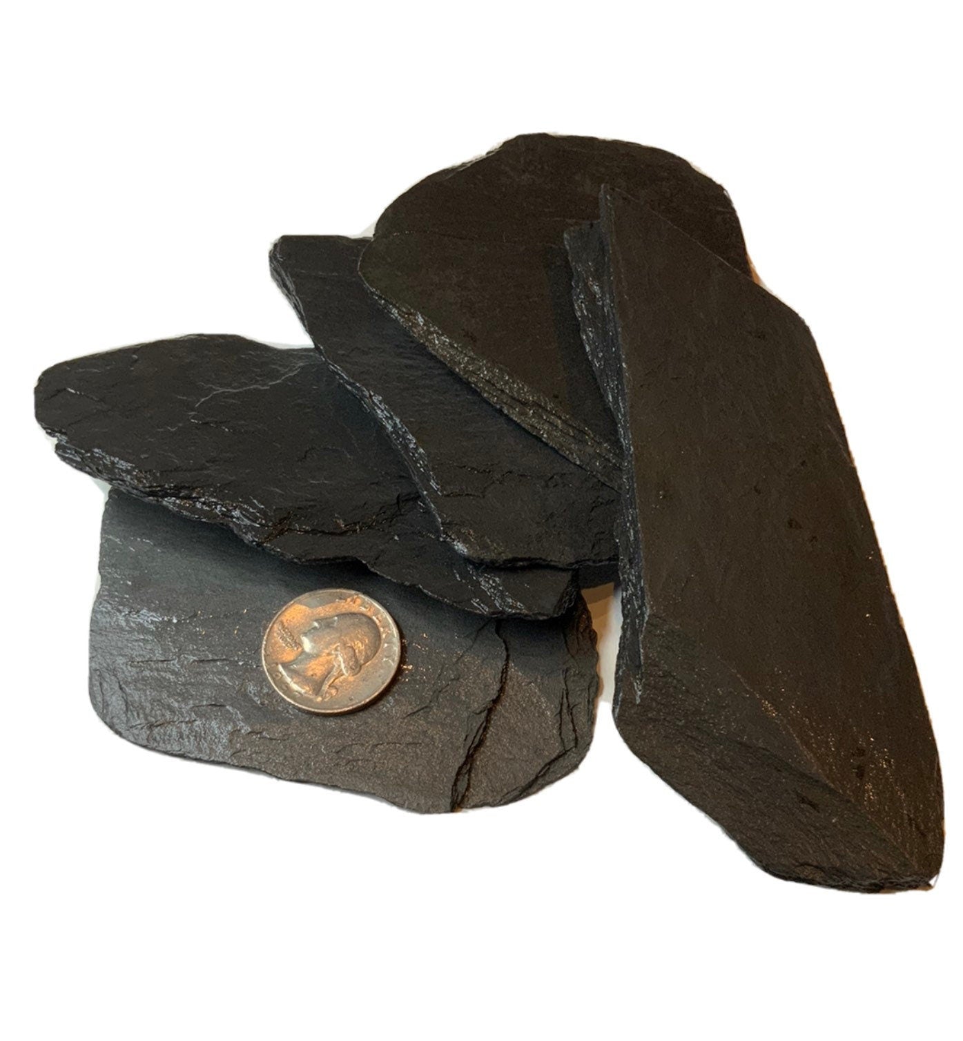 Five Small Natural Slate Rocks Fish Tank Aquarium Decor For Reptiles, Spiders, Turtles.