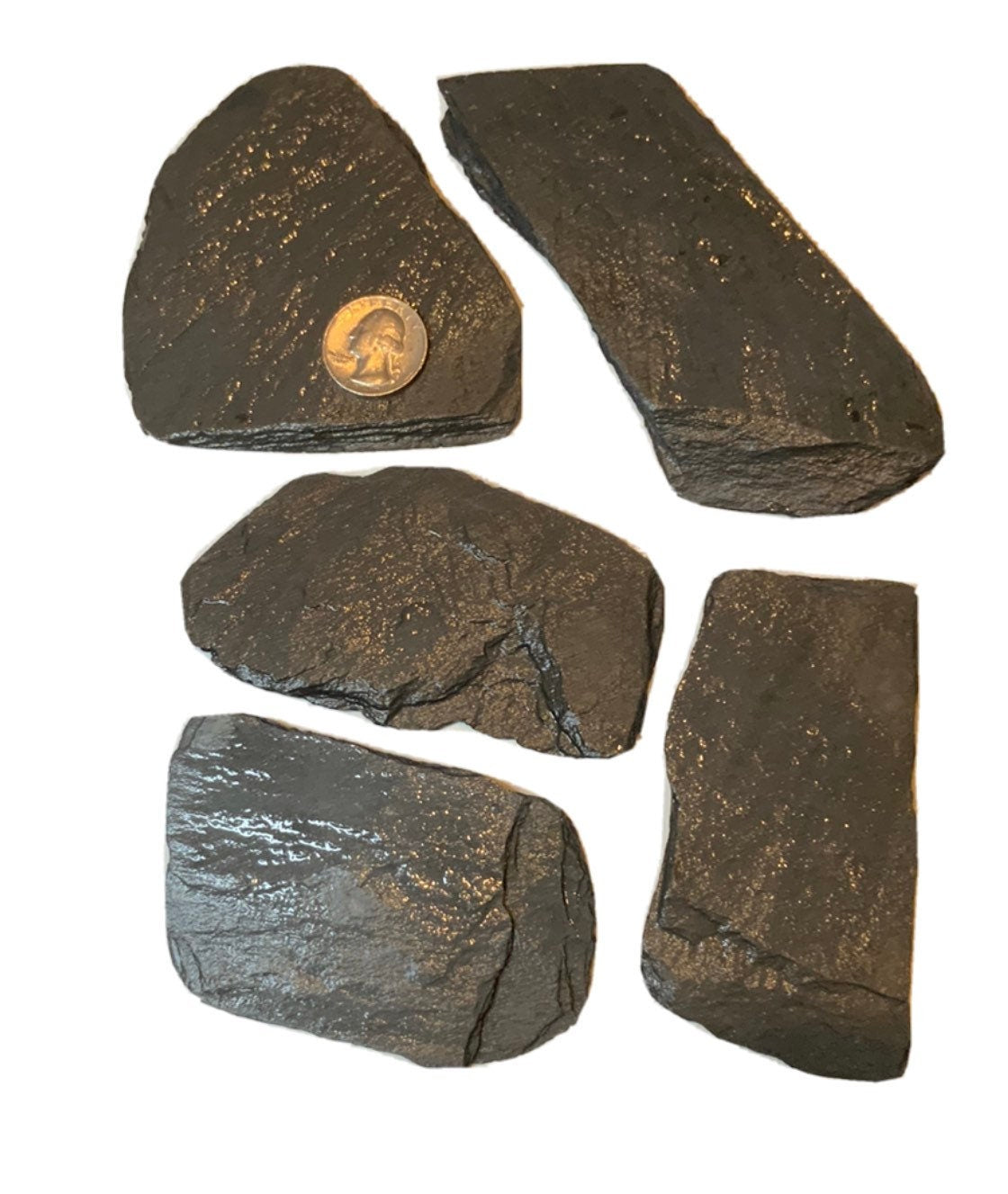 Five Small Natural Slate Rocks Fish Tank Aquarium Decor For Reptiles, Spiders, Turtles.