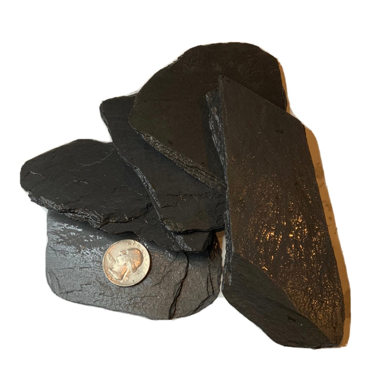 Five Small Natural Slate Rocks Fish Tank Aquarium Decor For Reptiles, Spiders, Turtles.