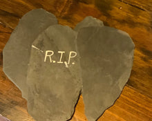 Load image into Gallery viewer, Halloween Decorations!! Three slate tombstones for crafts, painting, decorations. Our historic stone shipped to your door for Halloween fun!
