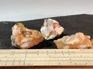 Three Unique Raw Quartz crystal with mica flakes. Beautiful specimen for rock collectors, jewelry makers of healing crystals.