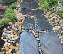 Load image into Gallery viewer, Ten Natural Slate stepping stones as a path. 
