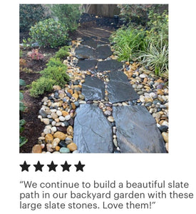 Customer Review of ten slate steppingstones in garden path.